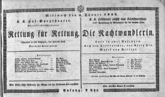 Theaterzettel (Oper und Burgtheater in Wien) 18430104 Seite: 1