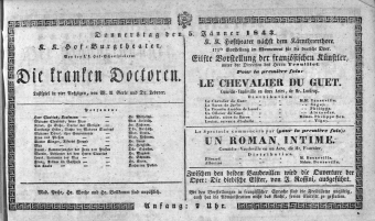 Theaterzettel (Oper und Burgtheater in Wien) 18430105 Seite: 1