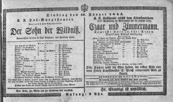 Theaterzettel (Oper und Burgtheater in Wien) 18430110 Seite: 1