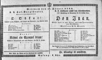 Theaterzettel (Oper und Burgtheater in Wien) 18430111 Seite: 1