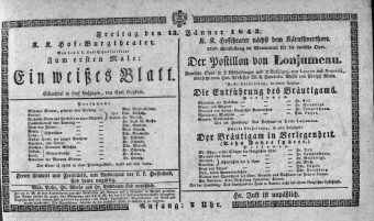 Theaterzettel (Oper und Burgtheater in Wien) 18430113 Seite: 1