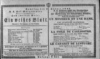 Theaterzettel (Oper und Burgtheater in Wien) 18430114 Seite: 1