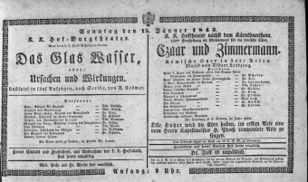 Theaterzettel (Oper und Burgtheater in Wien) 18430115 Seite: 1