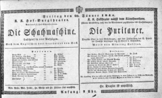 Theaterzettel (Oper und Burgtheater in Wien) 18430120 Seite: 1