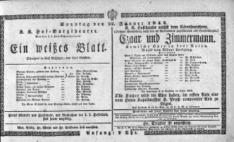 Theaterzettel (Oper und Burgtheater in Wien) 18430122 Seite: 1
