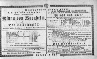 Theaterzettel (Oper und Burgtheater in Wien) 18430123 Seite: 1