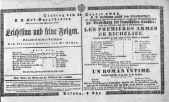 Theaterzettel (Oper und Burgtheater in Wien) 18430124 Seite: 1