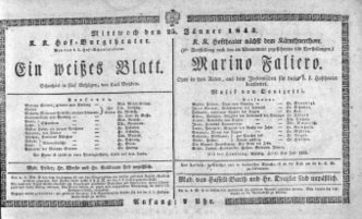 Theaterzettel (Oper und Burgtheater in Wien) 18430125 Seite: 1