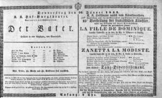 Theaterzettel (Oper und Burgtheater in Wien) 18430126 Seite: 1
