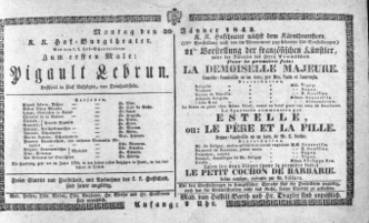Theaterzettel (Oper und Burgtheater in Wien) 18430130 Seite: 1