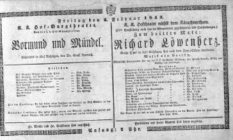 Theaterzettel (Oper und Burgtheater in Wien) 18430203 Seite: 1