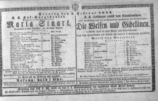 Theaterzettel (Oper und Burgtheater in Wien) 18430205 Seite: 1