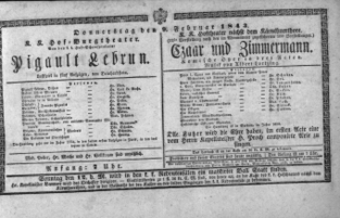 Theaterzettel (Oper und Burgtheater in Wien) 18430209 Seite: 1