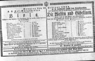 Theaterzettel (Oper und Burgtheater in Wien) 18430212 Seite: 1