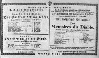Theaterzettel (Oper und Burgtheater in Wien) 18430311 Seite: 1