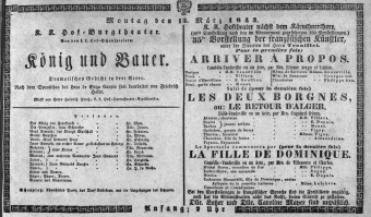 Theaterzettel (Oper und Burgtheater in Wien) 18430313 Seite: 1