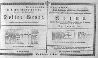Theaterzettel (Oper und Burgtheater in Wien) 18430317 Seite: 1