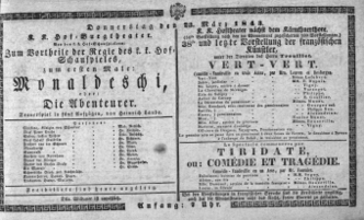Theaterzettel (Oper und Burgtheater in Wien) 18430323 Seite: 2