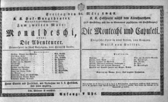 Theaterzettel (Oper und Burgtheater in Wien) 18430324 Seite: 1