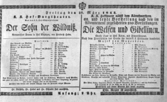 Theaterzettel (Oper und Burgtheater in Wien) 18430331 Seite: 1