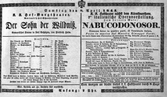 Theaterzettel (Oper und Burgtheater in Wien) 18430408 Seite: 1