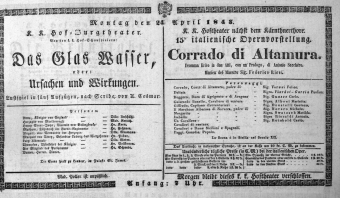 Theaterzettel (Oper und Burgtheater in Wien) 18430424 Seite: 1