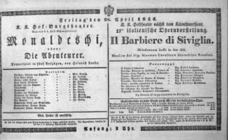 Theaterzettel (Oper und Burgtheater in Wien) 18430428 Seite: 1