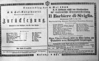 Theaterzettel (Oper und Burgtheater in Wien) 18430504 Seite: 1