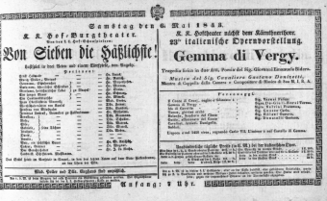 Theaterzettel (Oper und Burgtheater in Wien) 18430506 Seite: 1