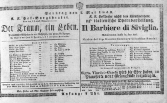 Theaterzettel (Oper und Burgtheater in Wien) 18430507 Seite: 1