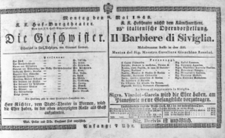 Theaterzettel (Oper und Burgtheater in Wien) 18430508 Seite: 1