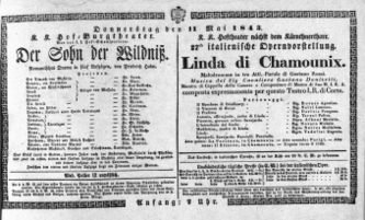 Theaterzettel (Oper und Burgtheater in Wien) 18430511 Seite: 1