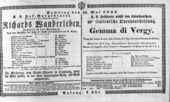 Theaterzettel (Oper und Burgtheater in Wien) 18430513 Seite: 1