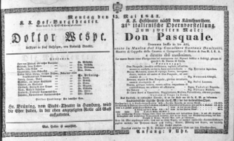 Theaterzettel (Oper und Burgtheater in Wien) 18430515 Seite: 1