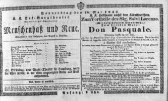 Theaterzettel (Oper und Burgtheater in Wien) 18430518 Seite: 1