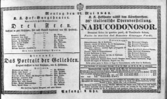 Theaterzettel (Oper und Burgtheater in Wien) 18430522 Seite: 1