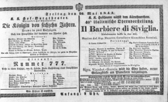 Theaterzettel (Oper und Burgtheater in Wien) 18430526 Seite: 1