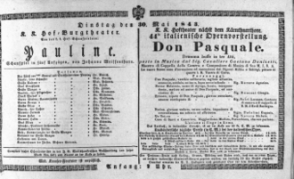 Theaterzettel (Oper und Burgtheater in Wien) 18430530 Seite: 1