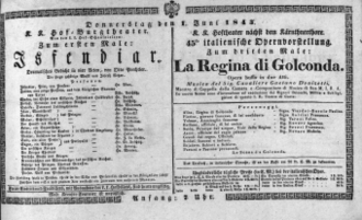 Theaterzettel (Oper und Burgtheater in Wien) 18430601 Seite: 1