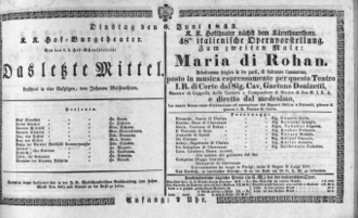 Theaterzettel (Oper und Burgtheater in Wien) 18430606 Seite: 1