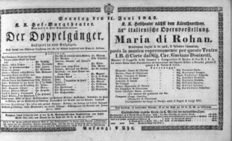 Theaterzettel (Oper und Burgtheater in Wien) 18430611 Seite: 1