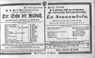 Theaterzettel (Oper und Burgtheater in Wien) 18430613 Seite: 1