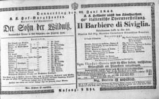 Theaterzettel (Oper und Burgtheater in Wien) 18430622 Seite: 1