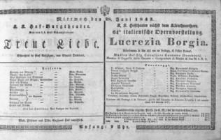 Theaterzettel (Oper und Burgtheater in Wien) 18430628 Seite: 1