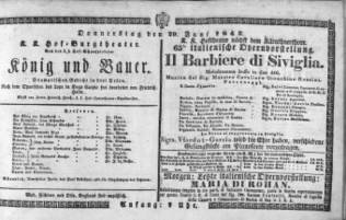 Theaterzettel (Oper und Burgtheater in Wien) 18430629 Seite: 1