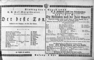 Theaterzettel (Oper und Burgtheater in Wien) 18430801 Seite: 1