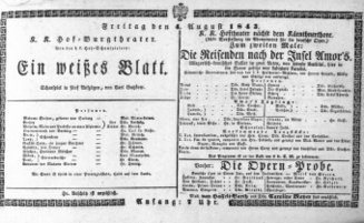 Theaterzettel (Oper und Burgtheater in Wien) 18430804 Seite: 1