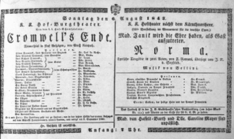 Theaterzettel (Oper und Burgtheater in Wien) 18430806 Seite: 1