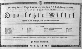 Theaterzettel (Oper und Burgtheater in Wien) 18430807 Seite: 1