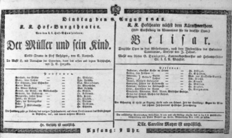 Theaterzettel (Oper und Burgtheater in Wien) 18430808 Seite: 1